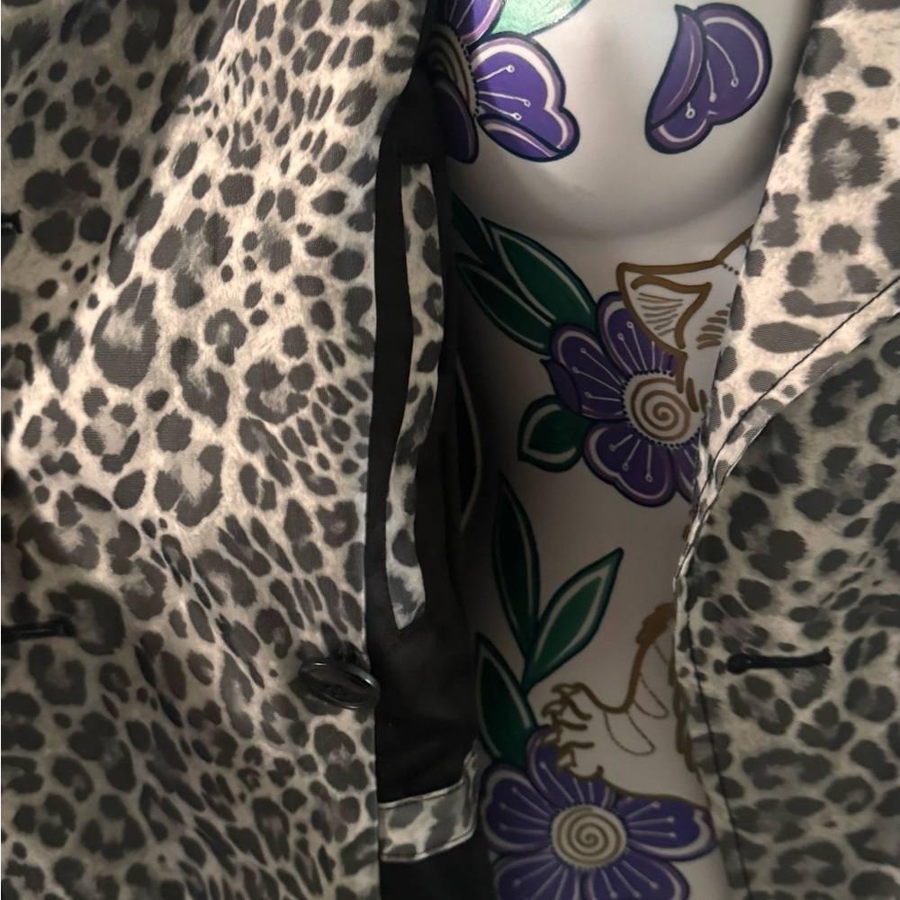 Jones New York Gray Black Leopard Pea Coat - Picture 7 of 8